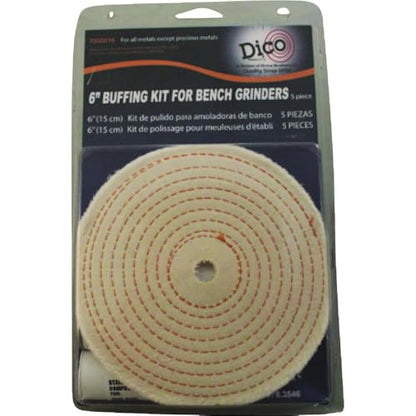 Dico 6 in. Buffing Kit with (2) Buffing Wheels & (3) Compounds - 1 Each