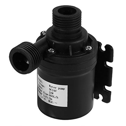Zerodis DC 24V Solar Water Circulation Pump, Quiet Brushless Motor, Submersible, Black, Industrial, 800L/H, 5M Head, ABS Plastic