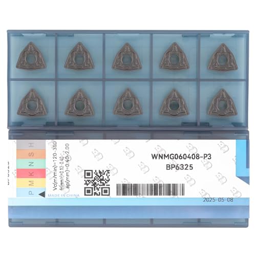 CNC Carbide Inserts WNMG332 Wnmg 060408 for Metal Cutting Steel, Semi-Finishing chipbreaker for Turning Insert, 10 PCS - size: WNMG 332-PM