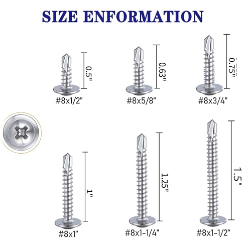 410 Stainless Silvery #8x3/4 Phillips Head Self-Drilling Screws 100 pcs - color: SILVER, size: #8x3/4"