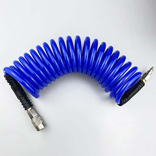 Darnassus PU Recoil Air Hose Compressor Tube with 1/4" Swivel Fittings - color: Blue, size: 15 FT