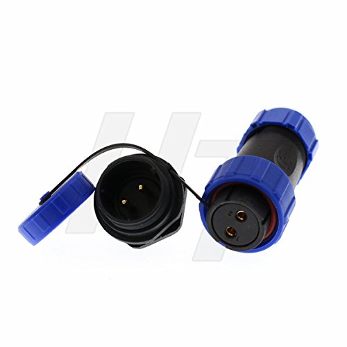 HangTon HE21 2 Pin Waterproof Connector 500V/30A, Quick Disconnect Female Cable Plug + Male Panel Mount Socket - size: 1 set