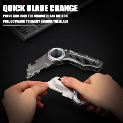 Tondiamo 2 Pcs Folding Pocket Utility Knife Box Cutter, Gray - color: Gray