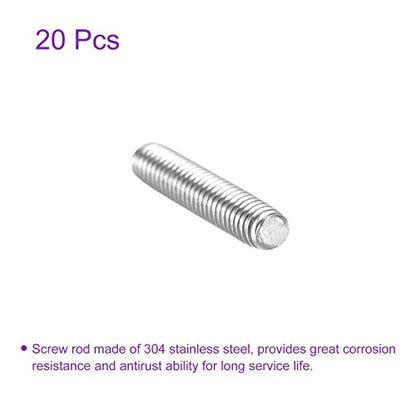 DMiotech 20 Pack M5 x 20mm Fully Threaded Rod 304 Stainless Steel Right Hand Threads Rod Bar Studs Clamps and U-Bolts - size: M5 x 20mm