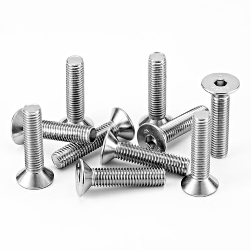 M10-1.5 x 30mm Flat Head Hex Socket Cap Screws Countersunk Bolts, 304 Stainless Steel, Machine Fully Threaded, Metric Allen Socket Drive, Bright Finish, 10PCS - size: M10-1.5 x 30mm(10PCS)