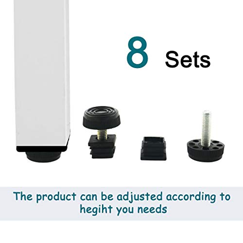 uxcell Adjustable Leveling Feet 20 x 20mm Square Insert Kit Furniture Glide 8 Sets