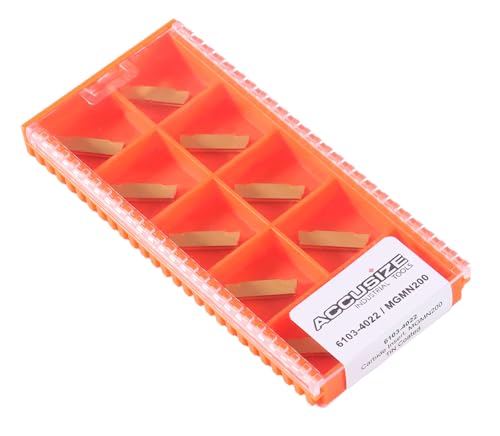 Accusize Industrial Tools Mgmn200 Tin Coated Carbide Inserts, 10 Pcs/Box, 2403-4022x10 - size: MGMN200, Cutting Steel