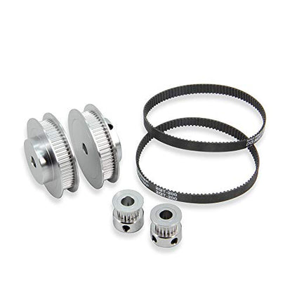 2PCS Set GT2 Synchronous Wheel 20&60 Teeth 6.35mm Bore Aluminum Timing Pulleys with 2PCS Length 200mm Width 6mm Belt (20-60T-6.35B-6) - style: 20-60T-6.35B-6