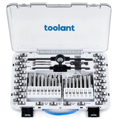toolant 81-Piece Tap and Die Set, Metric and SAE Thread Repair Kit