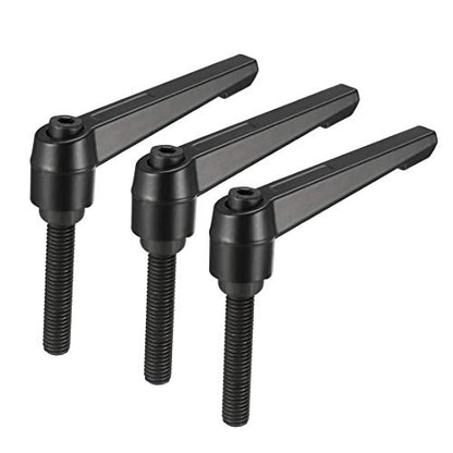 uxcell M10 x 50mm Handle Adjustable Clamping Lever Thread Push Button Ratchet Male Threaded Stud Knobs Locking Rotating Screw Handles Quick Release Bolt Black 3pcs - size: M10x50mm