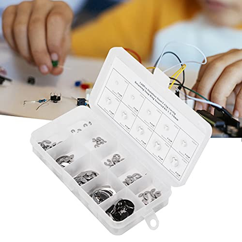Metric E Clip Assortment, Burr Free External Retaining Rings Fastener Kit for Shaft Repair 304 Stainless Steel Silver 1.5mm to 10mm 120 Pieces