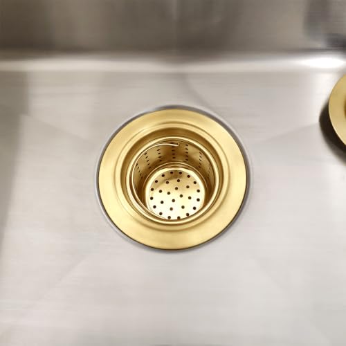 Kitchen Sink Drain Basket Only, 3-inch Basket Gold for Kitchen Sink Strainer Replacement, Deep Cup Strainers with Handle, SUS 304 Stainless Steel - color: Gold