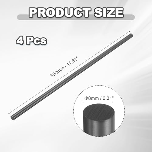 PATIKIL Graphite Rod 4 Pcs Graphite Stirring Rod 300x8mm Cylinder Stick - size: 300x8mm