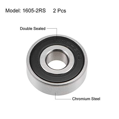 uxcell 1605-2RS Deep Groove Ball Bearings Z2 5/16 X 29/32 X 5/16inch Double Sealed Chrome Steel 2pcs - size: 5/16"x29/32"x5/16"