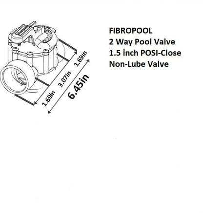 FibroPool 2-Way Pool Diverter Valve - Positive Shut-Off - 1.5 in - CPVC - size: 1.5 inches