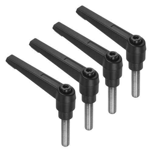 uxcell 4pcs Clamping Lever Handles, M8 x 30mm 304 Stainless Steel Threaded Male Stud, Adjustable Handles Locking Quick Release Ratchet Push Button Bolt Knobs, Black - size: M8 x 30mm