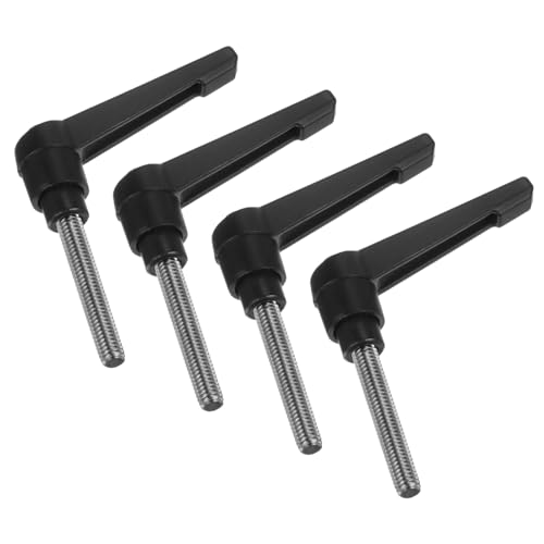 uxcell 4pcs Clamping Lever Handles, M6 x 40mm 304 Stainless Steel Threaded Male Stud, Adjustable Handles Locking Quick Release Ratchet Push Button Bolt Knobs, Black - size: M6 x 40mm