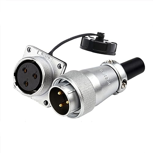 WS24 3 Pin Aviation Circular Connector Male Plug Female Panel Socket 25A High Voltage Power Electrical Brass Chrome Plated - size: 3 pin 25A