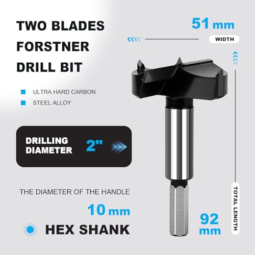 2 Inch Forstner Drill Bit Carbide Tipped Woodworking Hinge Cutter - size: 2 in