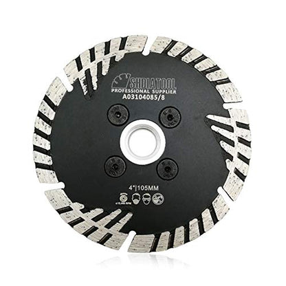 SHDIATOOL Diamond Turbo Blade Dia 4 Inch with Slant Protection Teeth Cutting Stone Granite Marble Concrete Brick with 5/8-11 Thread - size: 105mm(5/8-11 Thread)