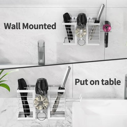 FUNKYLEE 3-in-1 Universal Hair Tool Organizer Wall Mount, White - color: White