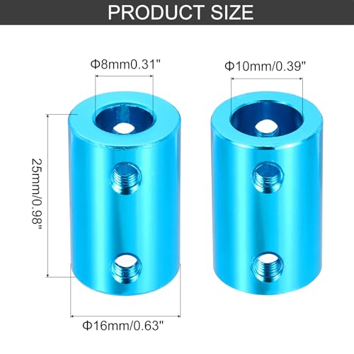 MECCANIXITY Rigid Screw Coupling 8mm to 10mm Shaft Coupler Connector L25mm x D16mm Aluminum Alloy Joint Connector Set for 3D Printers DIY Encoder with 20 Screws, Blue, 5Pack - color: Blue, size: 8mm to 10mm