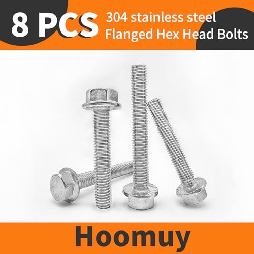M8 x 60mm 8pcs Heavy Duty Flanged Hex Head Bolts, Flange Hexagon Head Screws, Stainless Steel 304, Metric Fully Threaded, Bright Finish - size: M8 x 60mm(8pcs)