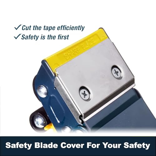 MDJ by Excell Heavy-Duty Metal 2 Inch Packaging Tape Dispenser with Safety Blade Cover, Anti-Backflow Design, for Commercial Packaging, Shipping, Moving, Carton and Box Sealing