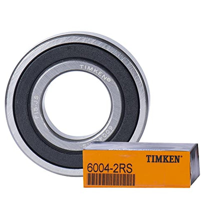 4PACK TIMKEN 6004-2RS Double Rubber Seal Bearings 20x42x12mm, Pre-Lubricated and Stable Performance and Cost Effective, Deep Groove Ball Bearings