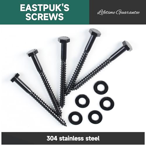 (20Sets) 1/4" x 1-1/4" Hex Head Lag Bolts, Heavy Duty Lag Screws with Washers, 304 Stainless Steel, 1/4 Bolt for Wood, Fully Thread, Black Oxided - size: 1/4" x 1-1/4"