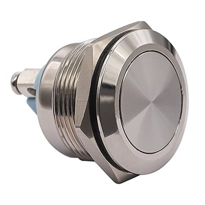 mxuteuk 22mm Momentary Push Button Switch Box Stainless Steel Metal 12V-24V DC 1 NO Flat Top Switch with Waterproof Switch Station G019 - color: Silver-C