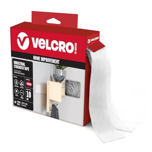 VELCRO Brand Heavy Duty Tape with Adhesive, White, 10 Ft x 2 in Roll - color: White, size: 10ft x 2in