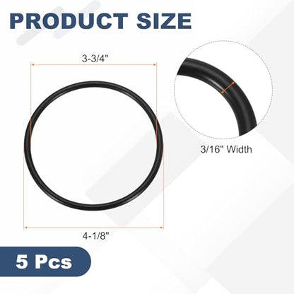uxcell 5Pcs AS-343 O-Rings, Nitrile Rubber O-Rings 3-3/4" ID, 4-1/8" OD, 3/16" Width Round Sealing Gasket for Automotive Machine Plumbing Sealing Repair (70 Durometer, Black) - size: 3-3/4" ID, 4-1/8" OD, 3/16" Width
