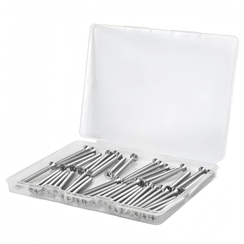 #6 x 1-1/4 [100 Pack] Flat Head Phillips Drive Self Tapping Screws, Sheet Metal Screws, 304 Stainless Steel (18-8), Corrosion Resistant Screws for Wood, Sheet Metal and More - size: #6 x 1-1/4
