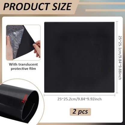 BENECREAT 2Pcs 10x10Inch Silicone Rubber Sheets, Black High Temperature Rsistant Rubber Mat for DIY Gaskets Material, Pads, Sealing, Cushion, 1mm Thick - size: 10x10 Inch, style: Non-adhesive