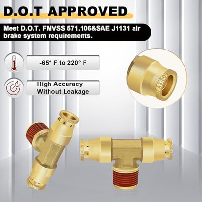 Siptenk 3/8" OD Tube x 3/8" NPT Thread Tee Brass Push to Connect Fittings - color: 3/8" OD & 3/8" NPT Tee