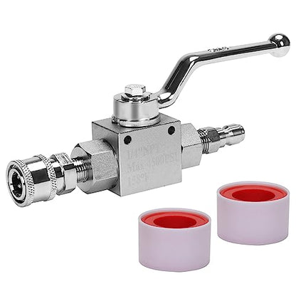 DERNORD High Pressure Ball Valve Kit 1/4 Inch Quick Connect for Power Washer Hose, 4500 PSI (1/4'') - size: 1/4 Inch