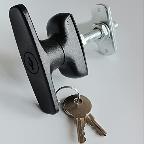 2PCS T-Handle Lock Latch Shed Door T-Handle Lock kit for Truck Cabinet Garage Door Lock Camper Shell Locks and Keys - size: 3.3"x3.9"