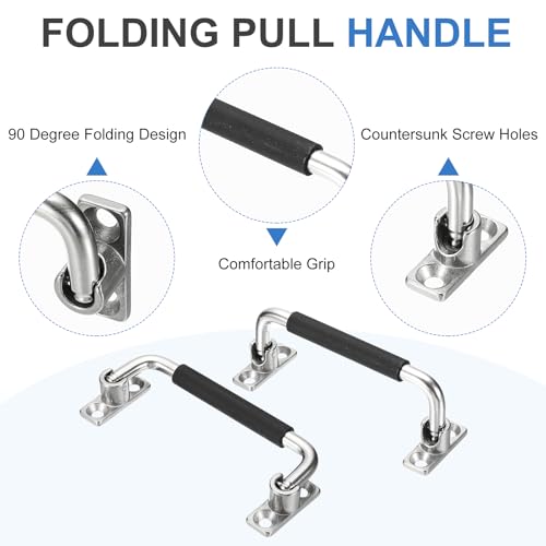 uxcell 2Pcs 304 Stainless Steel Folding Pull Handle (Hole Distance 5") - size: 5 Inch