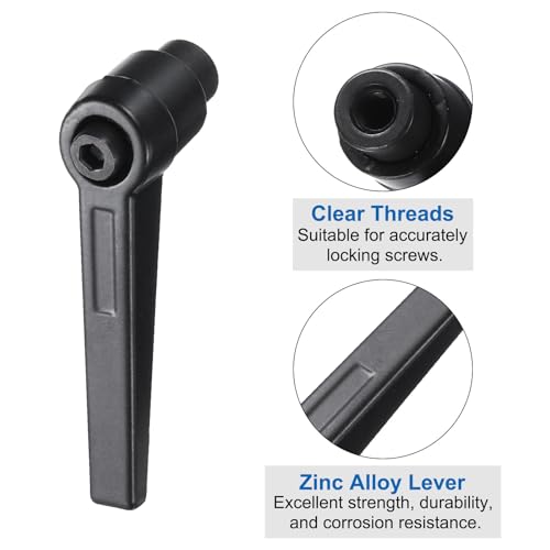 uxcell 4pcs Clamping Lever Adjustable Handles M5 Metric Female Thread Level Handle Hand Knobs Quick Release Black for Lathe Machinery - size: M5