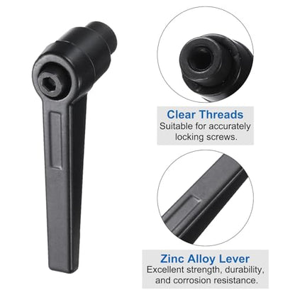 uxcell 4pcs Clamping Lever Adjustable Handles M5 Metric Female Thread Level Handle Hand Knobs Quick Release Black for Lathe Machinery - size: M5