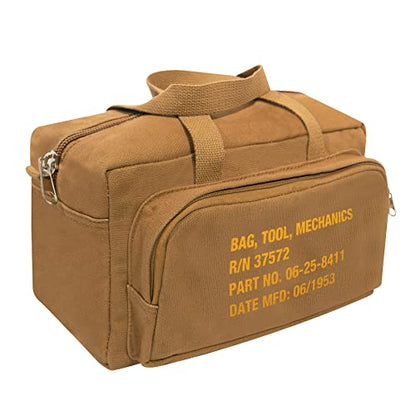 Rothco Mechanics Tool Bag, Heavy‑Duty Canvas Tool Organizer with Zipper Pockets, Compact Portable Tool Storage (Coyote Brown) - color: Coyote Brown