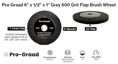 Flap Brush Finishing Wheel 6" x 1/2", Gray P600 Grit, 1 Pack - style: 6" x 1/2" x 1" Grey