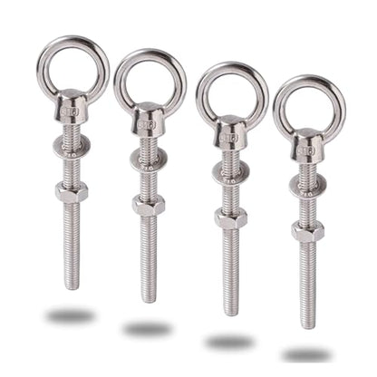 Heavy Duty 316 Stainless Steel Shoulder Eye Bolts 4 Pack, Marine Grade Threaded Eyebolts with Nuts and Washers for Lifting and Hanging (5/16“ x 3-1/8" (M8X80mm)) - size: 5/16“ x 3-1/8" (M8X80mm)