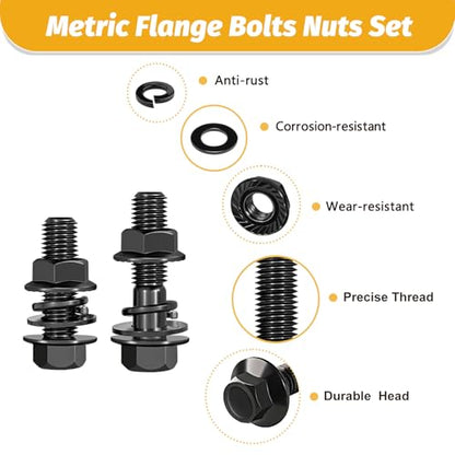 KADRICK 300PCS Flange Hex Bolt Kit. M6 x1.0 M8 x1.25 M10-1.25(12mm to 35mm) - size: M6 M8 M10 300Pcs Flange HEX