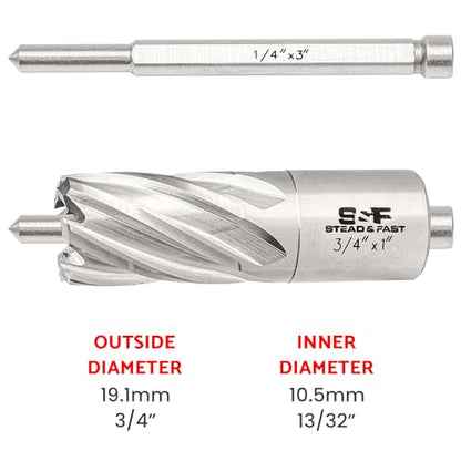 S&F STEAD & FAST Annular Cutter with Pilot Pin, 3/4" x 1", Mag Drill Bit - size: 3/4" x 1"