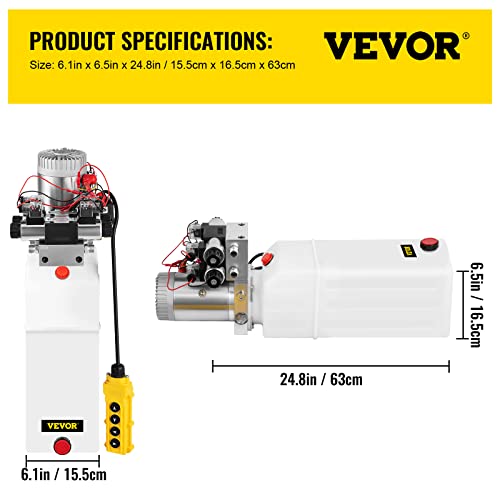 VEVOR Hydraulic Pump 12V DC Hydraulic Power Unit Double Acting Double Solenoid Hydraulic Power Pack Unit with 8L Plastic Tank Max Pressure 200 Bar for Car Liftng