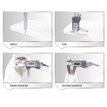 Digital Caliper 8 Inch (0–200mm), Large LCD Electronic Calipers with Inch/Metric Conversion, Stainless Steel Measuring Tool, ±0.03mm Accuracy - size: 8inch
