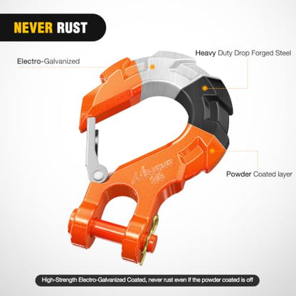 Nilight 3/8-Inch Forged Steel Winch Hook with Cable Hook Stopper - color: Orange