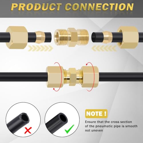 5/16" OD x 5/16" OD Brass Compression Union Fitting, 10 Pack Straight Tube Coupling Adapter with 10 Compression Ferrules for Ice Maker Water Plumbing - size: 10Pcs-5/16" Union